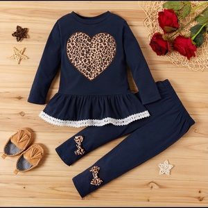 Girls leopard heart outfit